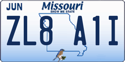 MO license plate ZL8A1I