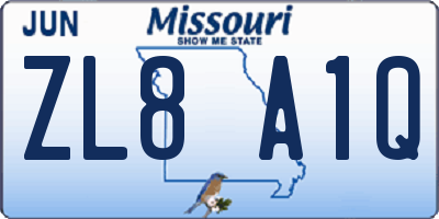 MO license plate ZL8A1Q
