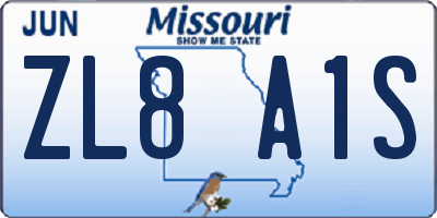 MO license plate ZL8A1S