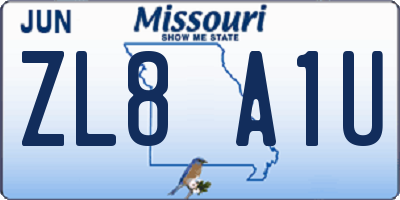 MO license plate ZL8A1U