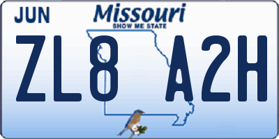 MO license plate ZL8A2H