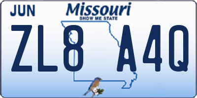MO license plate ZL8A4Q