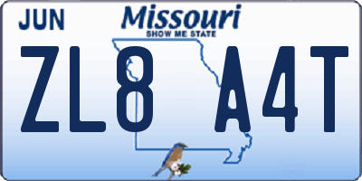 MO license plate ZL8A4T