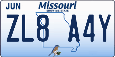 MO license plate ZL8A4Y