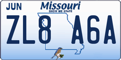 MO license plate ZL8A6A