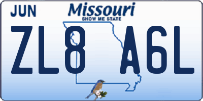 MO license plate ZL8A6L