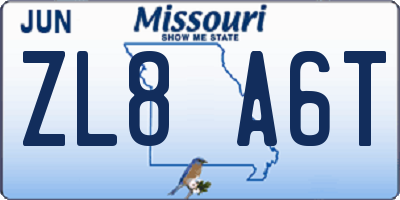 MO license plate ZL8A6T