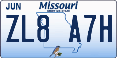 MO license plate ZL8A7H