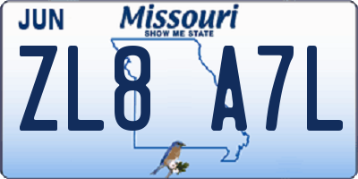 MO license plate ZL8A7L