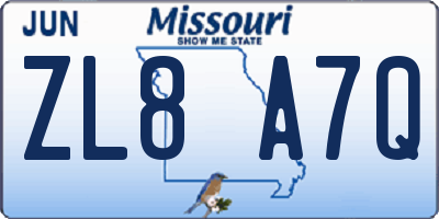 MO license plate ZL8A7Q
