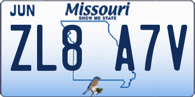 MO license plate ZL8A7V