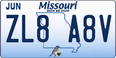 MO license plate ZL8A8V