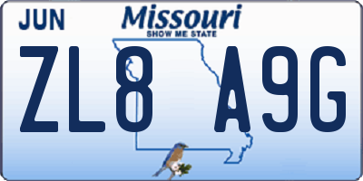 MO license plate ZL8A9G