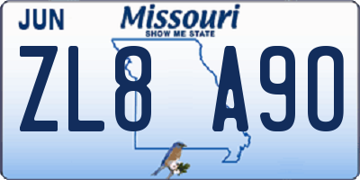MO license plate ZL8A9O
