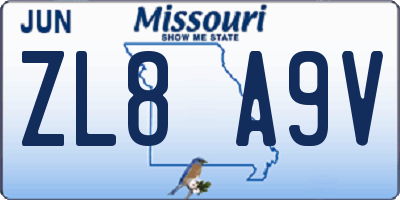 MO license plate ZL8A9V