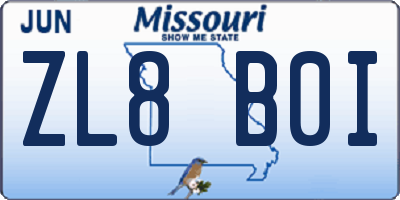 MO license plate ZL8B0I