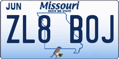 MO license plate ZL8B0J
