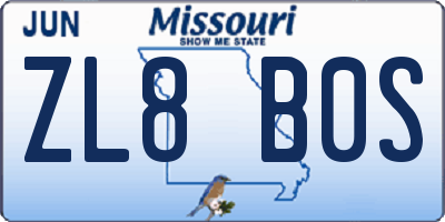 MO license plate ZL8B0S