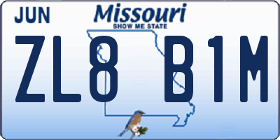 MO license plate ZL8B1M