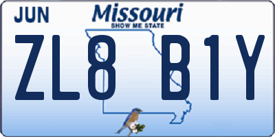 MO license plate ZL8B1Y