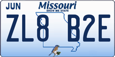 MO license plate ZL8B2E