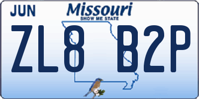MO license plate ZL8B2P