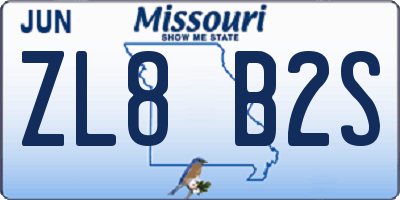 MO license plate ZL8B2S