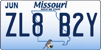 MO license plate ZL8B2Y