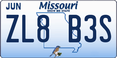 MO license plate ZL8B3S