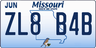 MO license plate ZL8B4B