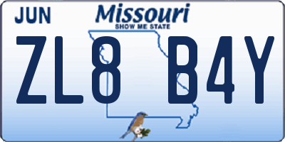 MO license plate ZL8B4Y