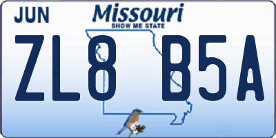 MO license plate ZL8B5A