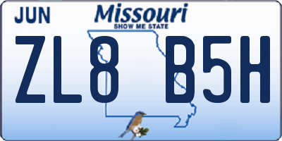MO license plate ZL8B5H