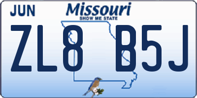 MO license plate ZL8B5J
