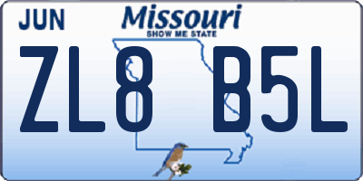 MO license plate ZL8B5L