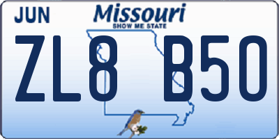 MO license plate ZL8B5O