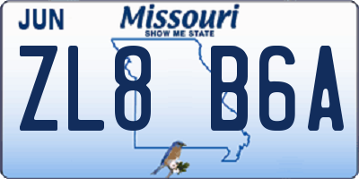 MO license plate ZL8B6A