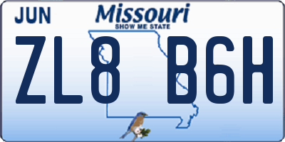 MO license plate ZL8B6H