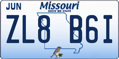 MO license plate ZL8B6I