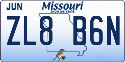 MO license plate ZL8B6N