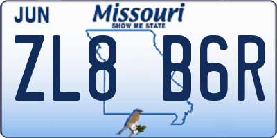 MO license plate ZL8B6R
