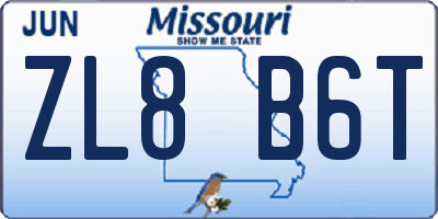 MO license plate ZL8B6T