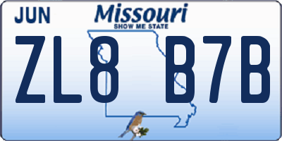 MO license plate ZL8B7B