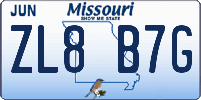 MO license plate ZL8B7G