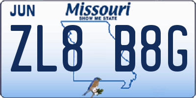 MO license plate ZL8B8G