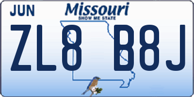 MO license plate ZL8B8J