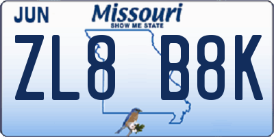 MO license plate ZL8B8K