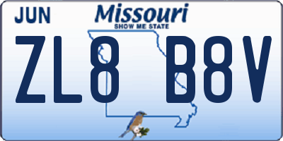 MO license plate ZL8B8V