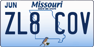 MO license plate ZL8C0V