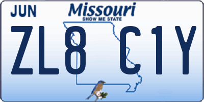 MO license plate ZL8C1Y